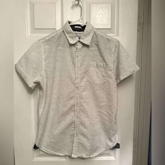 PAPER DENIIM & CLOTH Young Men’s/Boys White Short Sleeve Button Up Shirt Size M - Picture 1 of 3